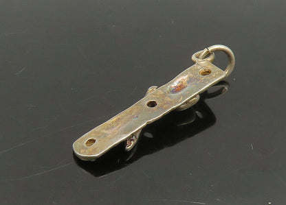 925 Sterling Silver  Vintage Ruler Pencil & Apple Teacher Pendant  PT18943