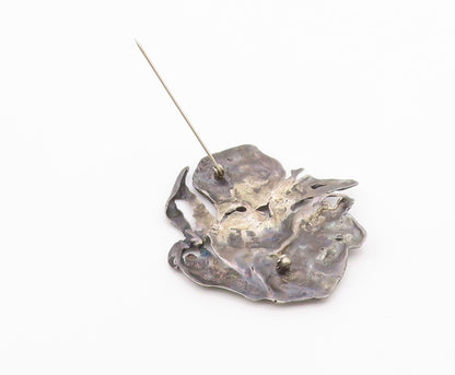 925 Sterling Silver  Vintage Antique Oxidized Sculpted Brooch Pin  BP9274