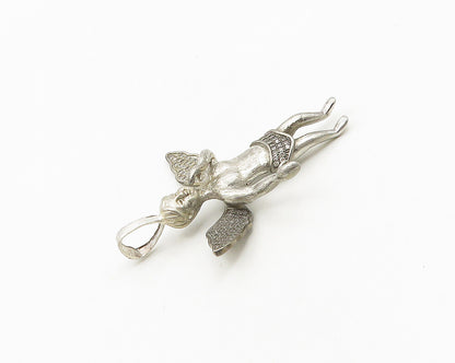 925 Sterling Silver  Vintage Cubic Zirconia Angel Motif Pendant  PT14880