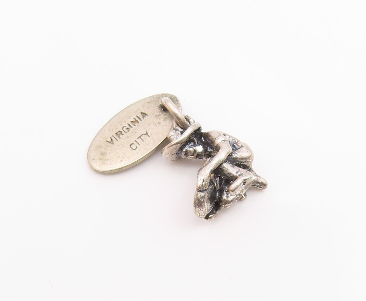 925 Sterling Silver  Vintage Petite Virginia City Kneeling Man Pendant PT15913