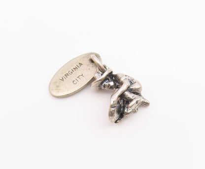 925 Sterling Silver  Vintage Petite Virginia City Kneeling Man Pendant PT15913