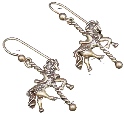 925 Sterling Silver  Vintage Carousel Horse Dangle Earrings  EG12052