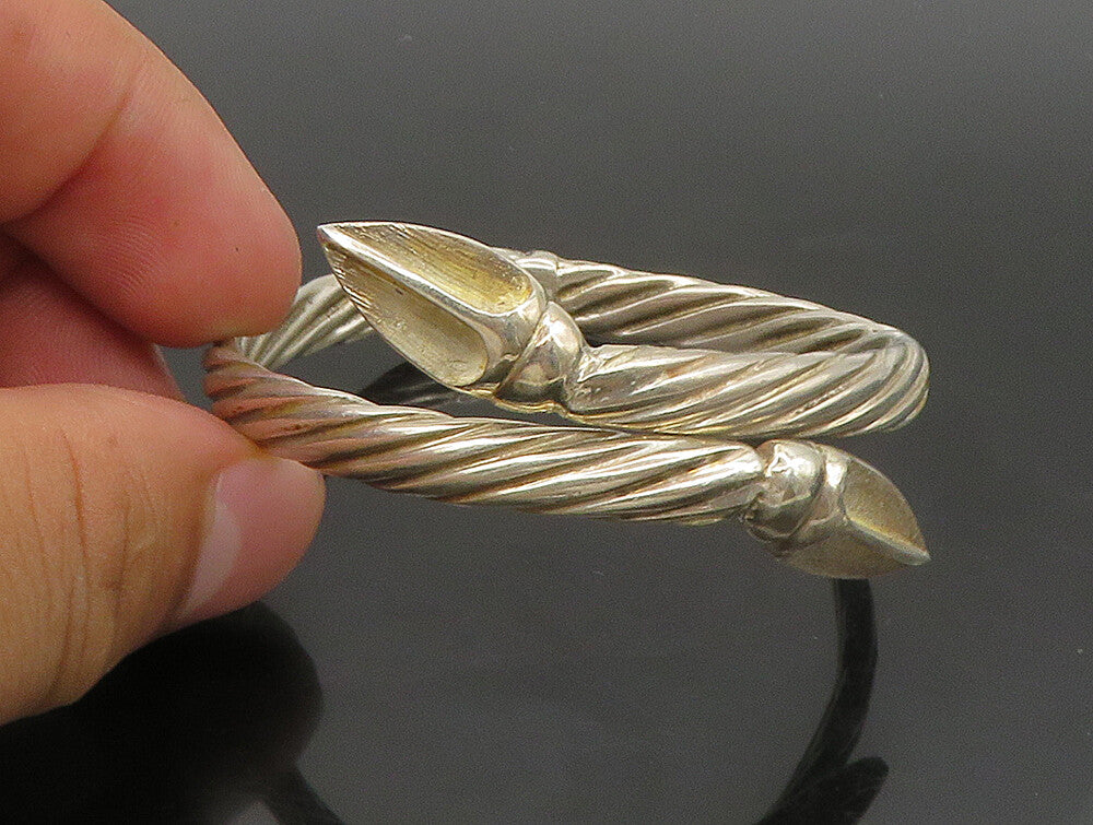 DESIGNER 925 Sterling Silver  Vintage Twist Bypass Bangle Bracelet  BT9324
