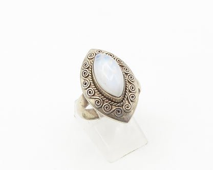 DOUG PAULUS 925 Silver  Vintage Moonstone Swirl Cocktail Ring Sz 9  RG18433