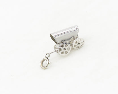 925 Sterling Silver  Vintage Shiny Old Fashioned Carriage Pendant  PT13989