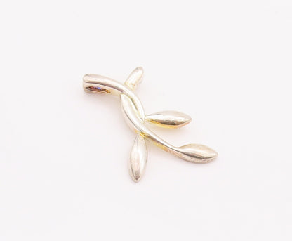 925 Sterling Silver Vintage Pendant Minimalist Carved Cutout Leaved  PT22962
