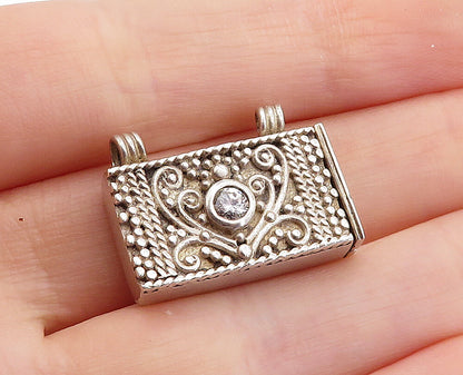 925 Sterling Silver  Vintage Cubic Zirconia Swirl Pendant (OPENS)  PT4435