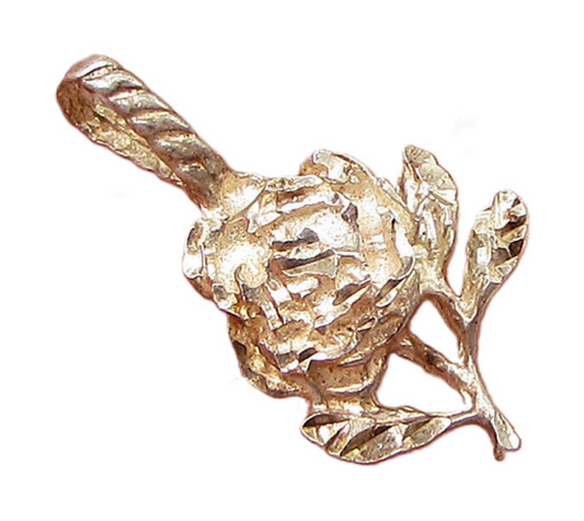 925 Sterling Silver  Vintage Sculpted Floral Drop Pendant  PT2154