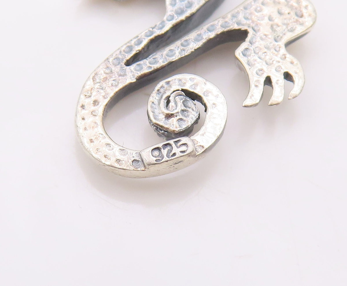 925 Sterling Silver Vintage Pendant Classic Gecko Lizard Outline Charm   PT26312