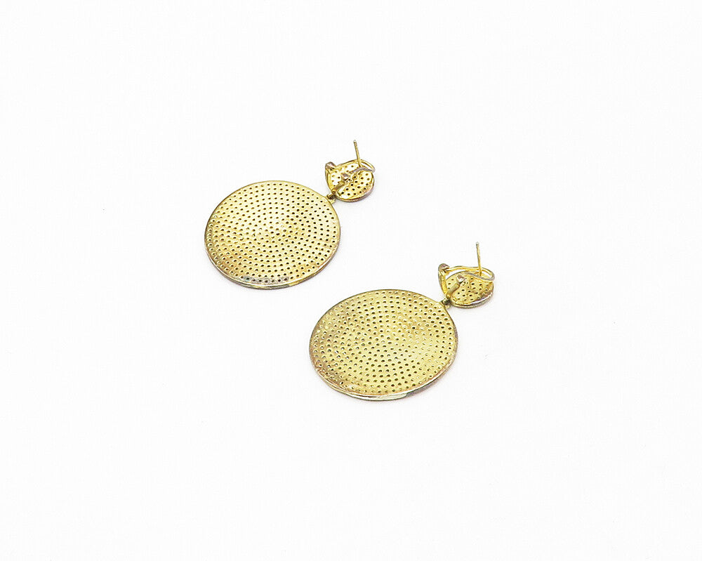 925 Sterling Silver   Shiny Cubic Zirconia Gold Plated Dangle Earrings  EG8953