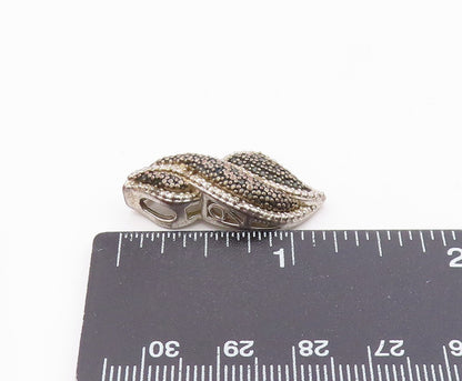 925 Sterling Silver  Vintage Genuine Diamonds Two Tone Swirl Pendant  PT15414