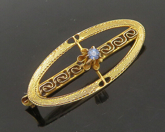 10K GOLD  Vintage Antique Prong Set Petite Sapphire Brooch Pin  GB089