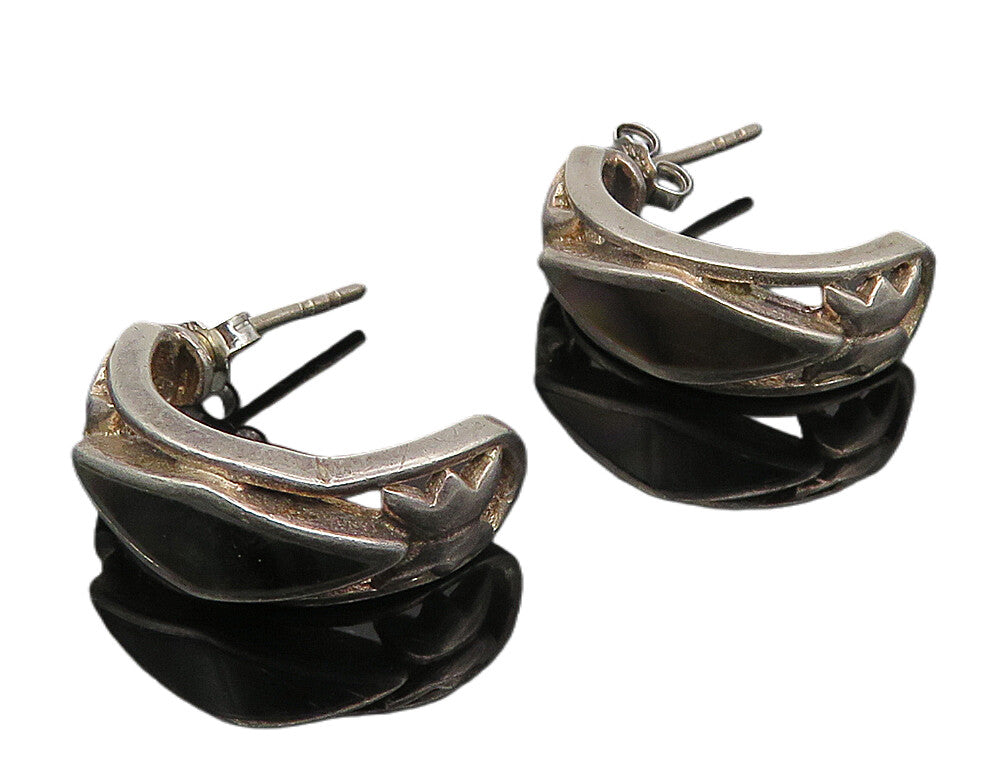 925 Sterling Silver  Vintage Inlaid Abalone Shell JHoop Earrings  EG5546