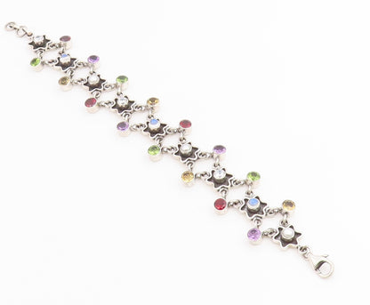 925 Sterling Silver Vintage Bracelet NICKY BUTLER Multi Gemstone Link  BT12231