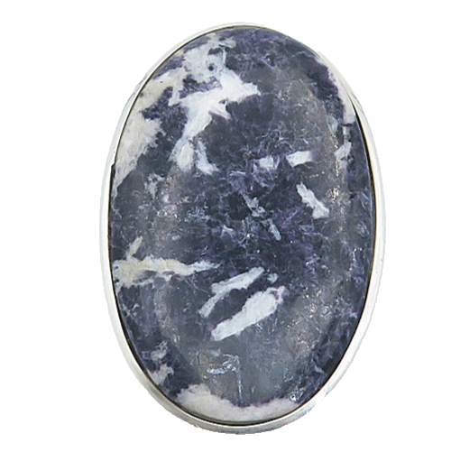 925 Sterling Silver  Blue & White Jasper Oval Cocktail Ring Sz 9  RG8309