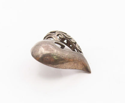 925 Sterling Silver  Vintage Dark Tone Open Swirl Love Heart Pendant  PT18445