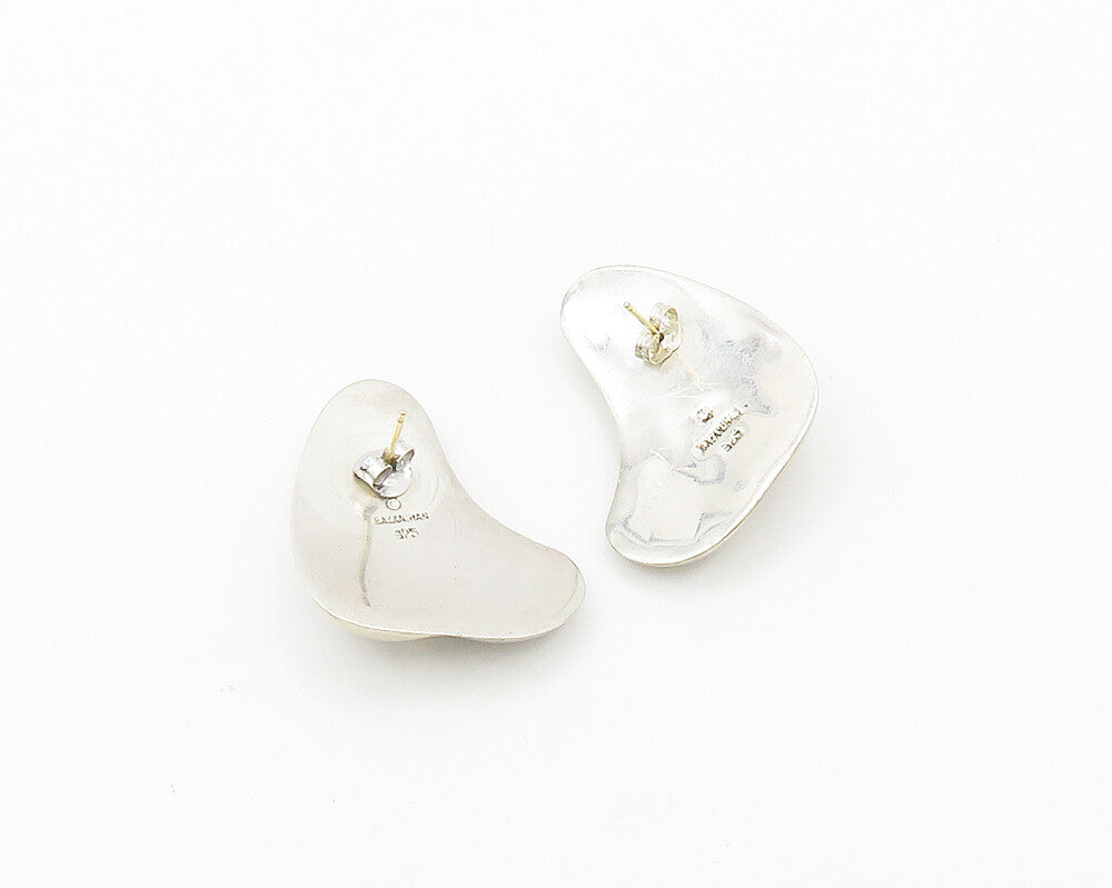 BAYANIHAN 925 Silver & 14K GOLD  Vintage Shiny Modernist Drop Earrings  EG9697