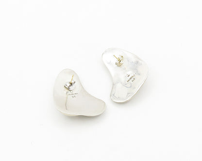 BAYANIHAN 925 Silver & 14K GOLD  Vintage Shiny Modernist Drop Earrings  EG9697