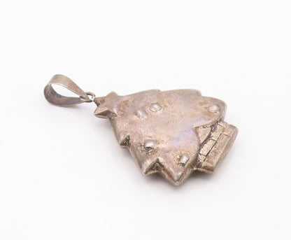 925 Sterling Silver  Vintage Dark Tone Hollow Christmas Tree Pendant  PT6395