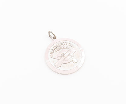 925 Sterling Silver  Vintage Hammered Border Graduation Medal Pendant  PT20914
