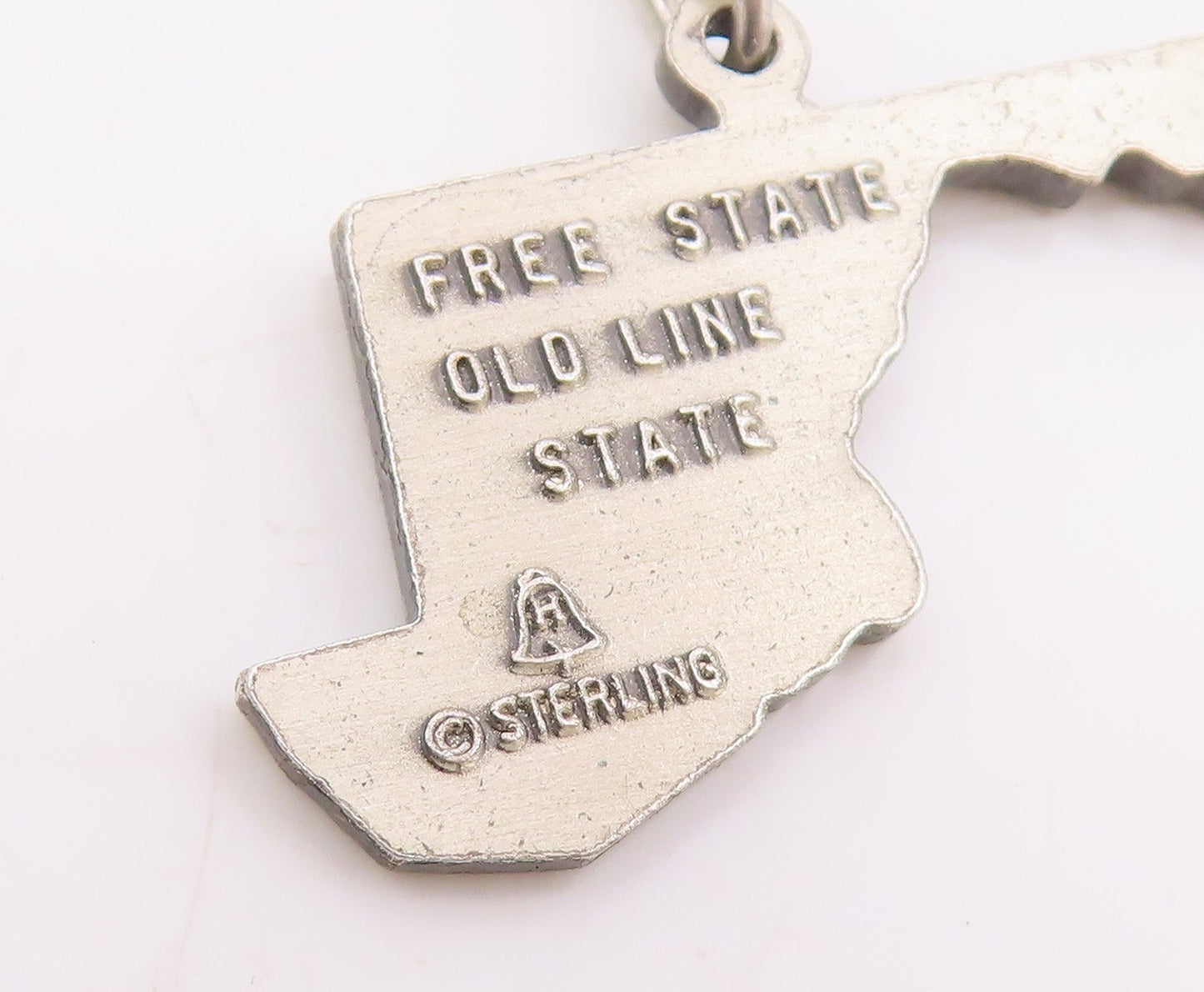 925 Sterling Silver Vintage Pendant Classic Maryland State Map Charm  PT25457