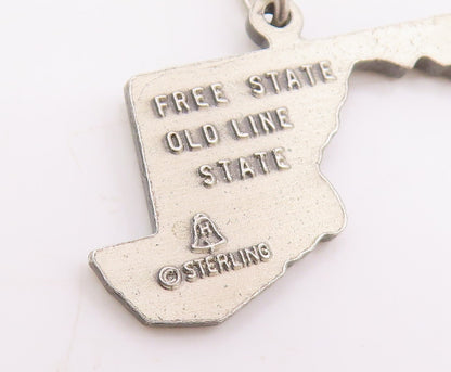 925 Sterling Silver Vintage Pendant Classic Maryland State Map Charm  PT25457