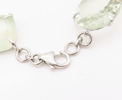 925 Sterling Silver Vintage Bracelet Square & Oval Cut Linked Quartz  BT10712