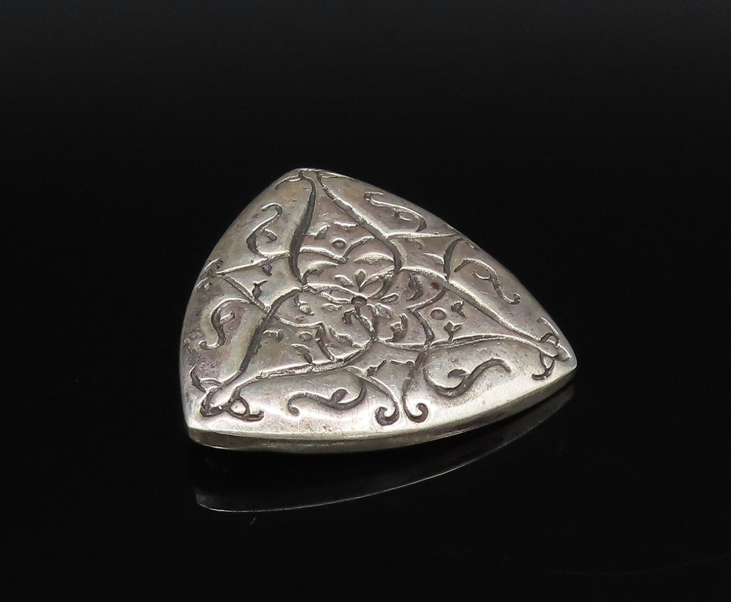 ATARA 925 Silver  Vintage Engraved Swirls Triangular Brooch Pin  BP10018