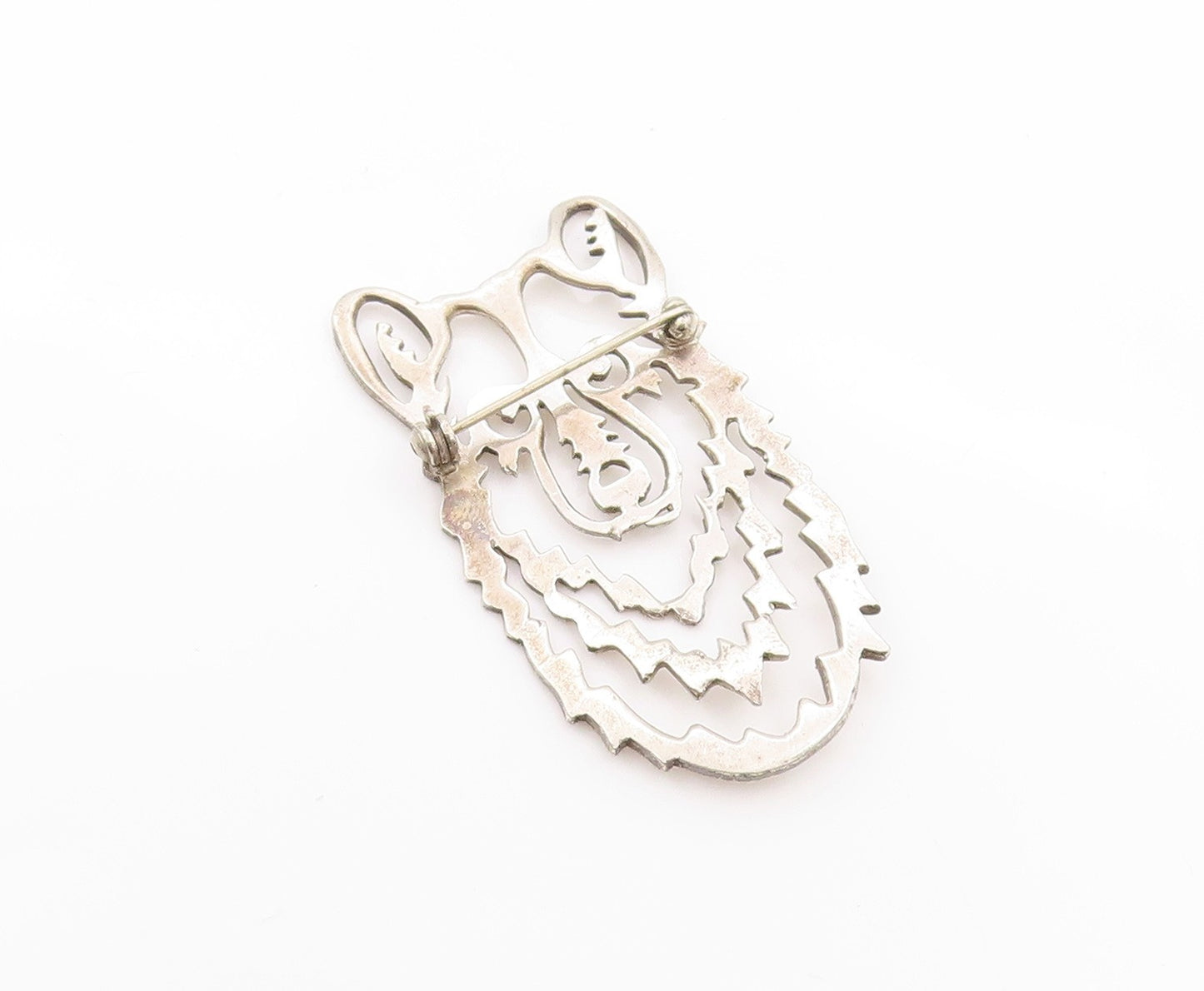 925 Sterling Silver Vintage Brooch Stencil Cutout Wolf Head BP11632