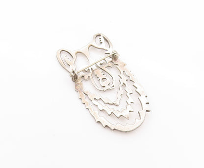 925 Sterling Silver Vintage Brooch Stencil Cutout Wolf Head BP11632