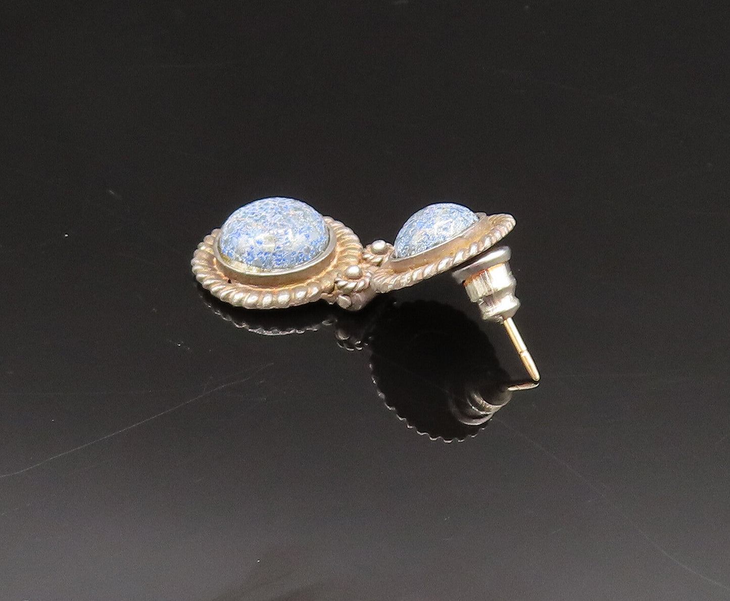 MFA 925 Sterling Silver Vintage Twisted Rope Border Sodalite Earrings EG11940