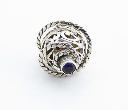 925 Sterling Silver  Amethyst Rope Wrapped Shiny Caged Sphere Pendant  PT6012