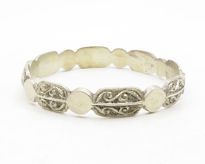 MIDDLE EAST 925 Silver  Vintage Antique Swirl Pattern Bangle Bracelet  BT5079