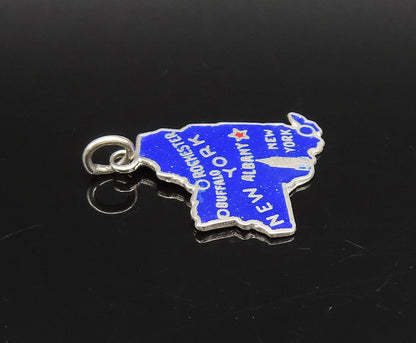 925 Sterling Silver  Vintage Enamel New York State Souvenir Pendant  PT21586