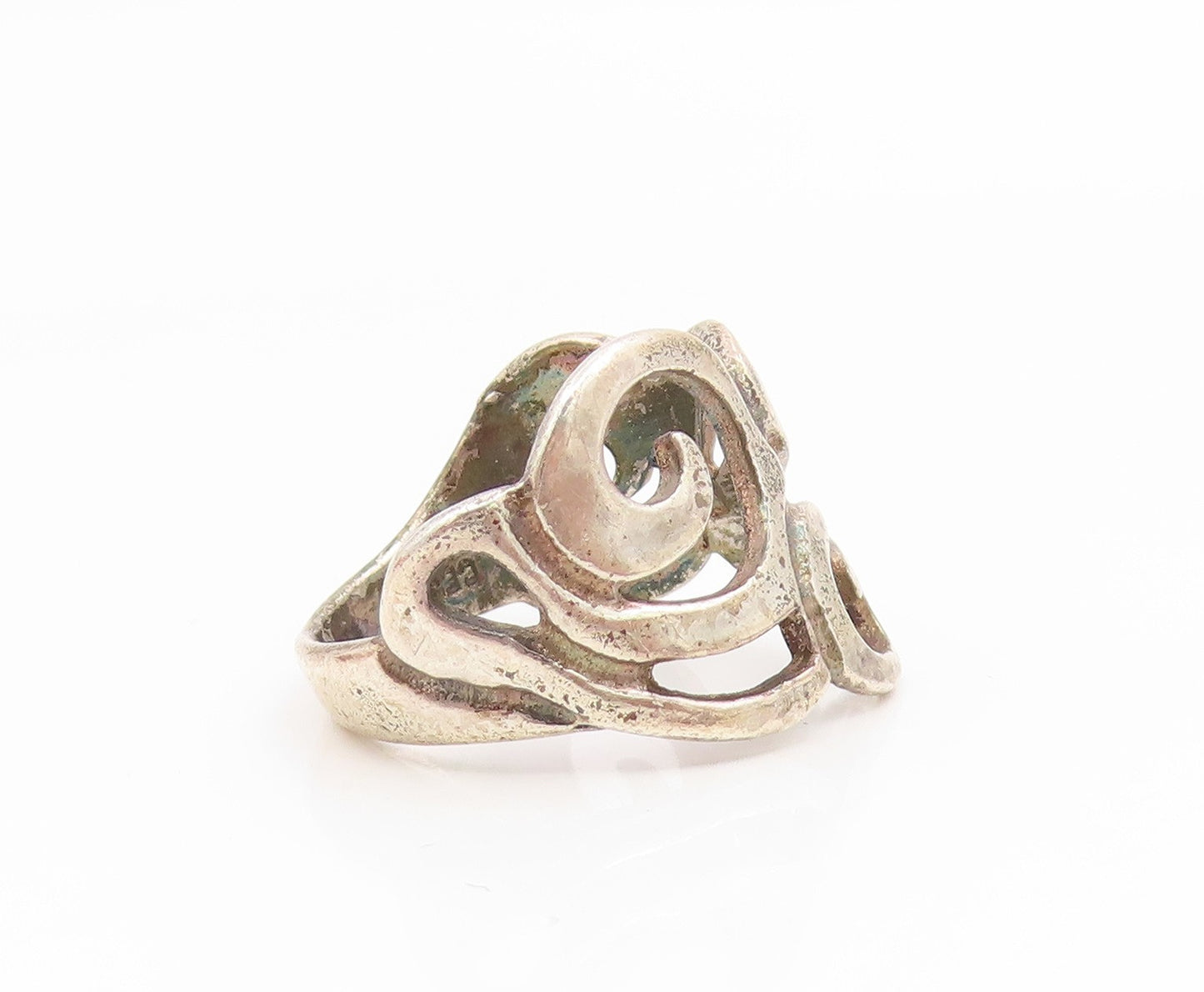 925 Sterling Silver Vintage Ring CELLINI Swirly Scrollwork Band  Sz 7  RG35095