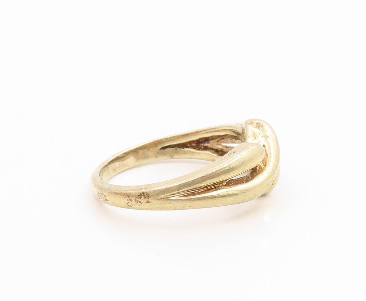 925 Sterling Silver Vintage Ring Gold Plated BERMARK Elegant Knot Sz 6.5 RG35514