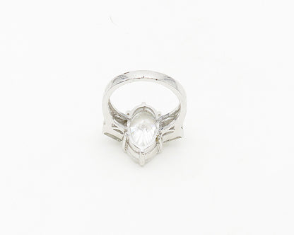925 Sterling Silver  Sparkling Cubic Zirconia Cocktail Ring Sz 8  RG18550