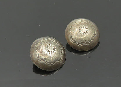 SOUTHWESTERN 925 Silver Vintage Flower Non Pierce Button Earrings EG10106