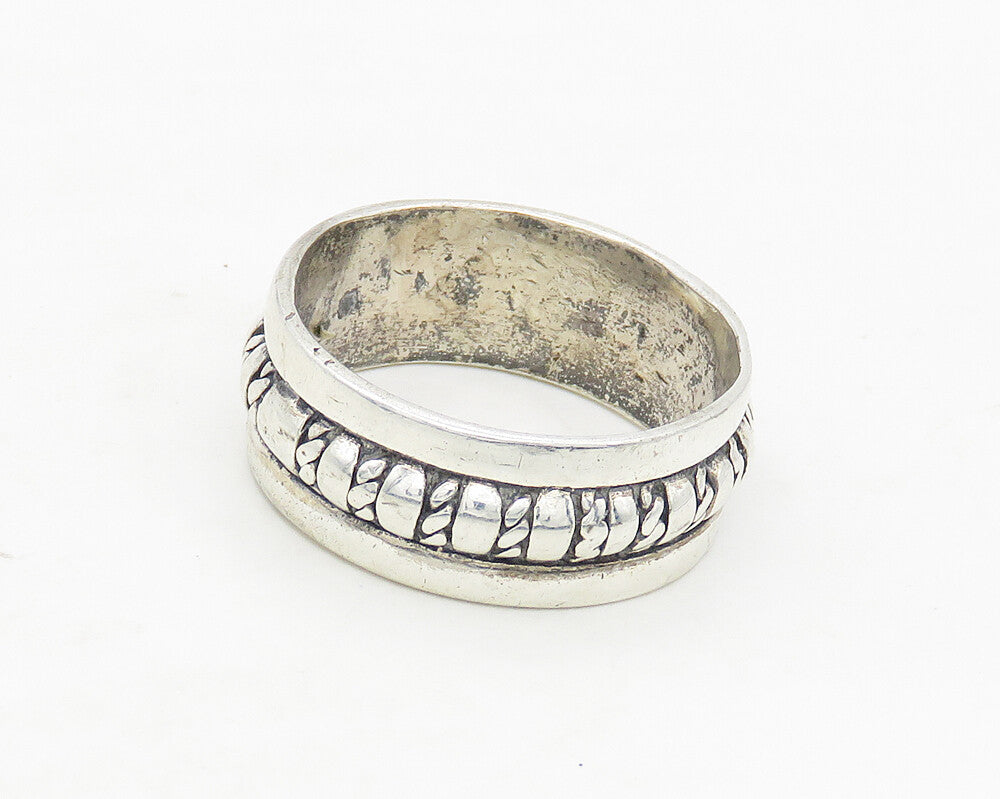 925 Sterling Silver  Vintage Shiny Twist Pattern Band Ring Sz 10.5  RG17283