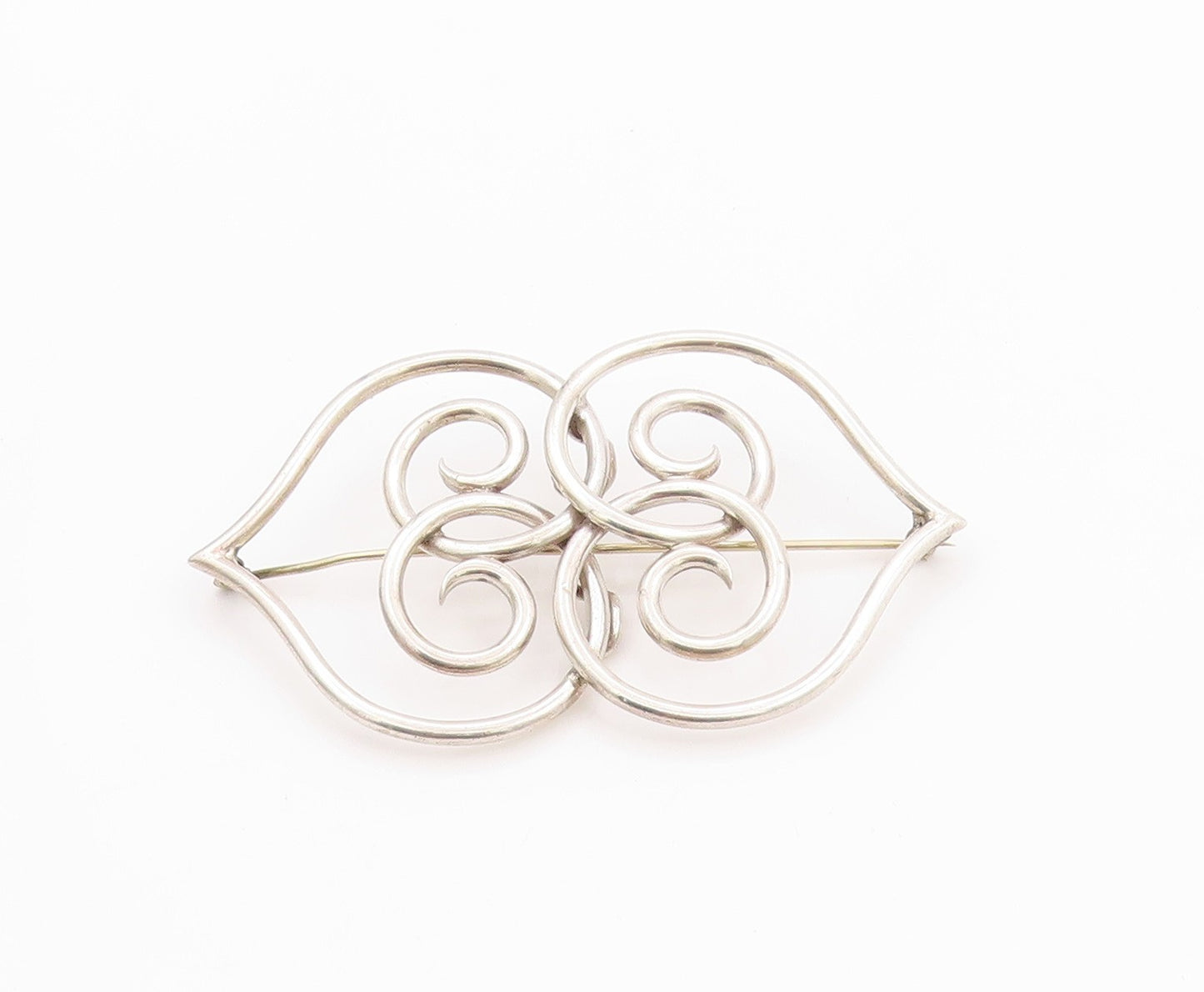 925 Sterling Silver Vintage Brooch Large Artisan Made Design Cutout BP11598