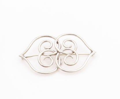 925 Sterling Silver Vintage Brooch Large Artisan Made Design Cutout BP11598