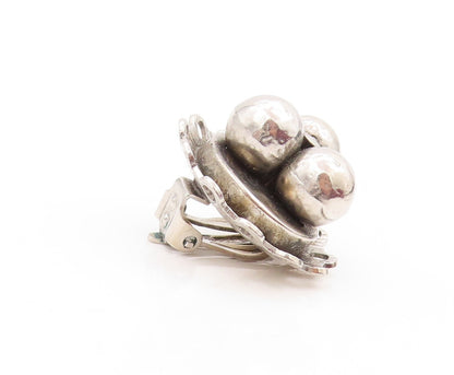 925 Sterling Silver Vintage Earrings FREIRICH Dark Tone Beaded Design  EG13330