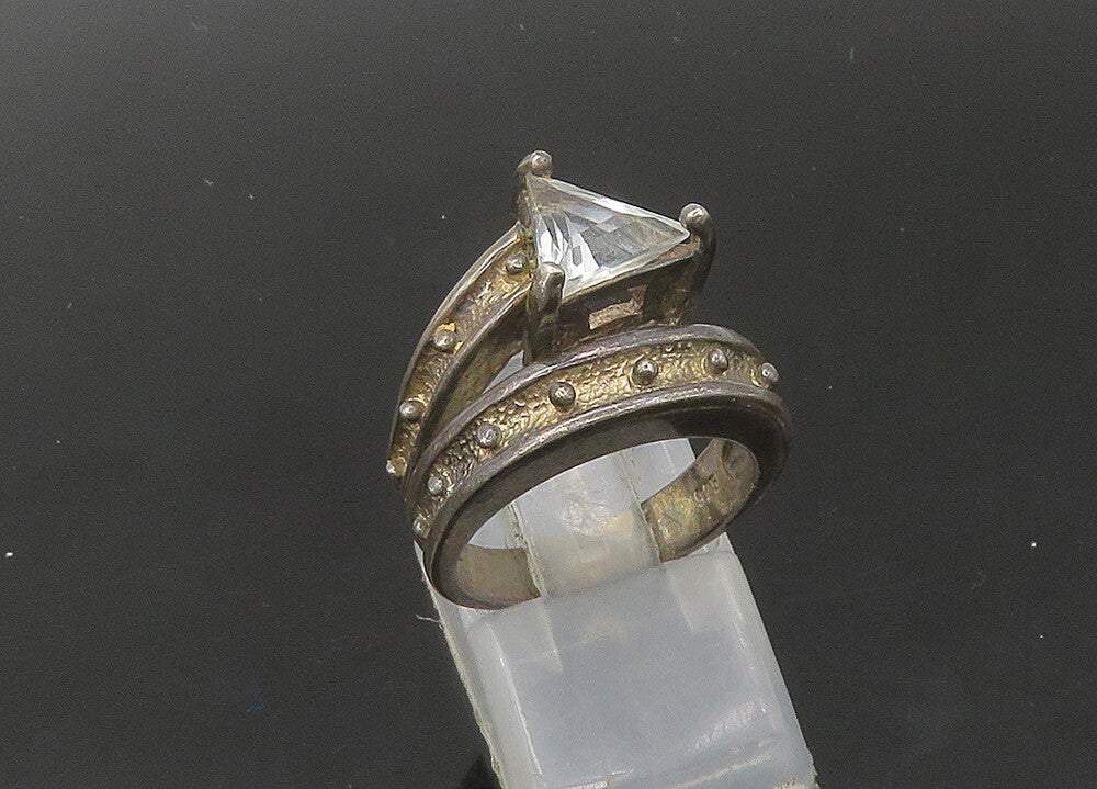 DAVID SIGAL 925 Silver  Vintage Topaz Dark Tone Bypass Ring Sz 6  RG22416