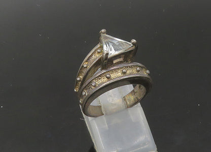 DAVID SIGAL 925 Silver  Vintage Topaz Dark Tone Bypass Ring Sz 6  RG22416
