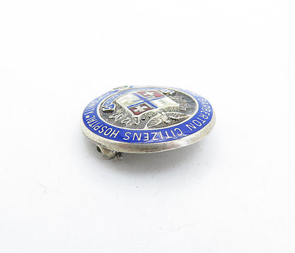 925 Sterling Silver  Vintage Petite Enamel Hospital Service Brooch Pin  BP2227