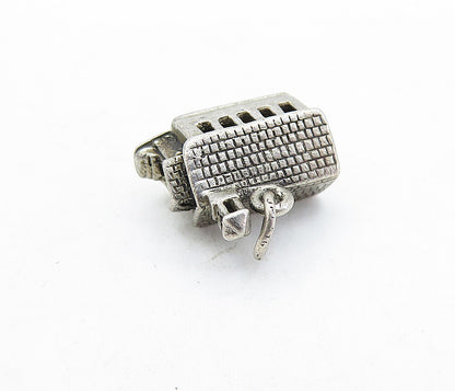 925 Sterling Silver  Vintage Petite Dark Tone Church House Pendant  PT4363