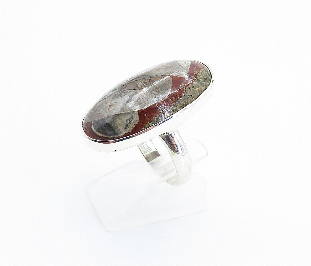 925 Sterling Silver Cabochon Multi Color Jasper Cocktail Ring Sz 8 RG8220