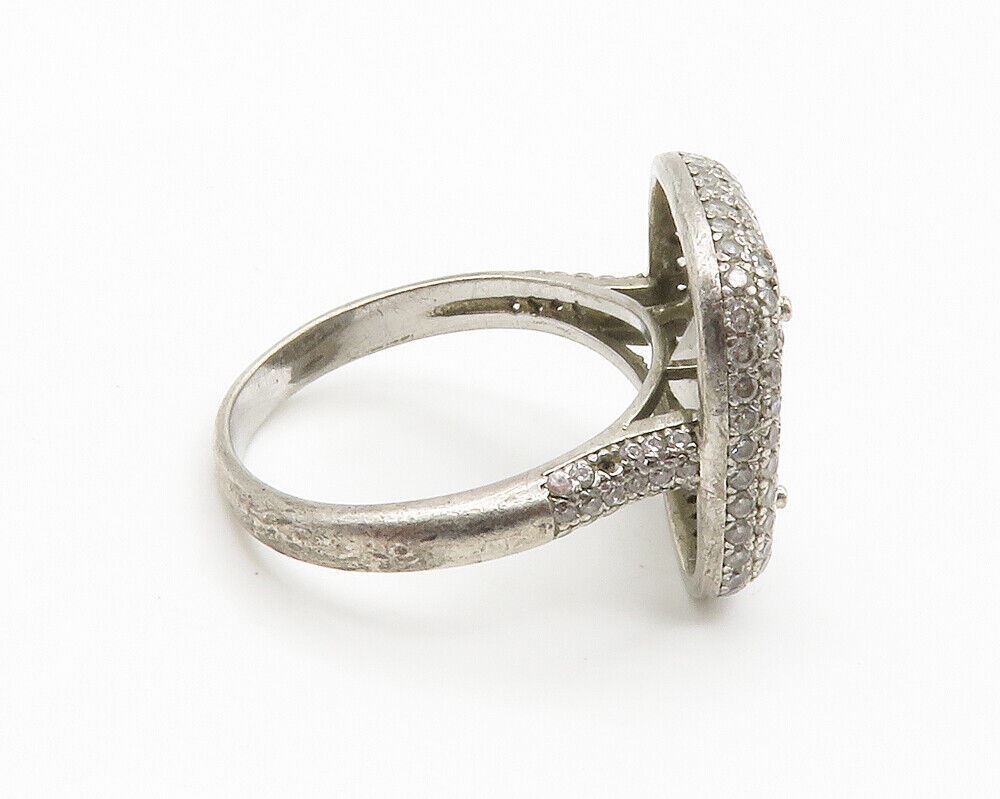 925 Sterling Silver  Sparkling Cubic Zirconia Cocktail Ring Sz 8  RG14692
