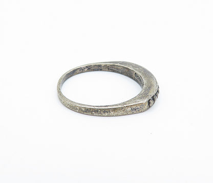 925 Sterling Silver  Vintage Dark Tone Circle Pattern Band Ring Sz 7  RG6687