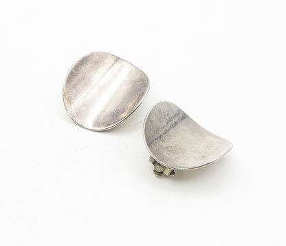 MEXICO 925 Sterling Silver  Vintage Round Concave Non Pierce Earrings  EG3834
